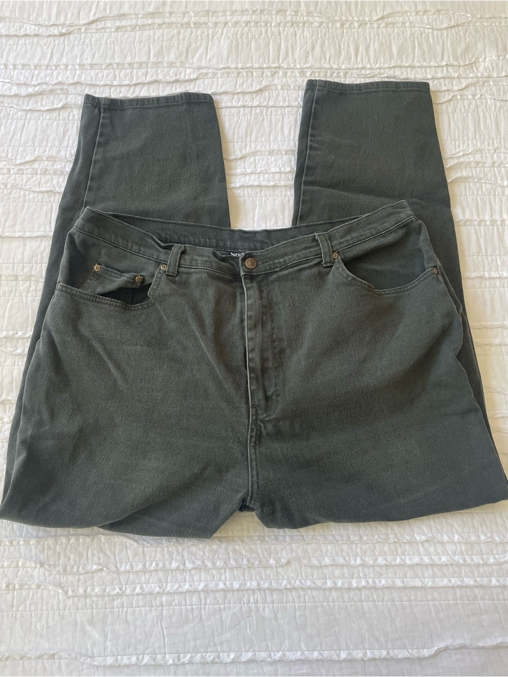 Women's Olive Green Jeans - Classic Straight Fit | Sz 22 - Picture 2 of 6
